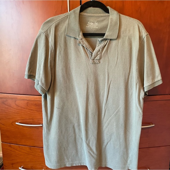 Men’s J. Crew Olive Green Short Sleeve Vintage Polo Large - Picture 1 of 7